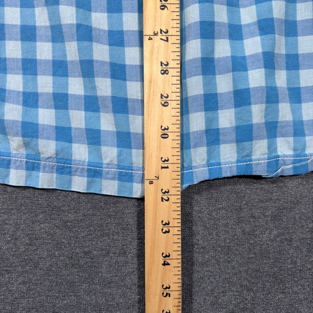 Tommy Bahama Shirt Mens 3XT Blue Gingham Plaid 100% Silk Short Sleeve Button Up - Picture 7 of 8